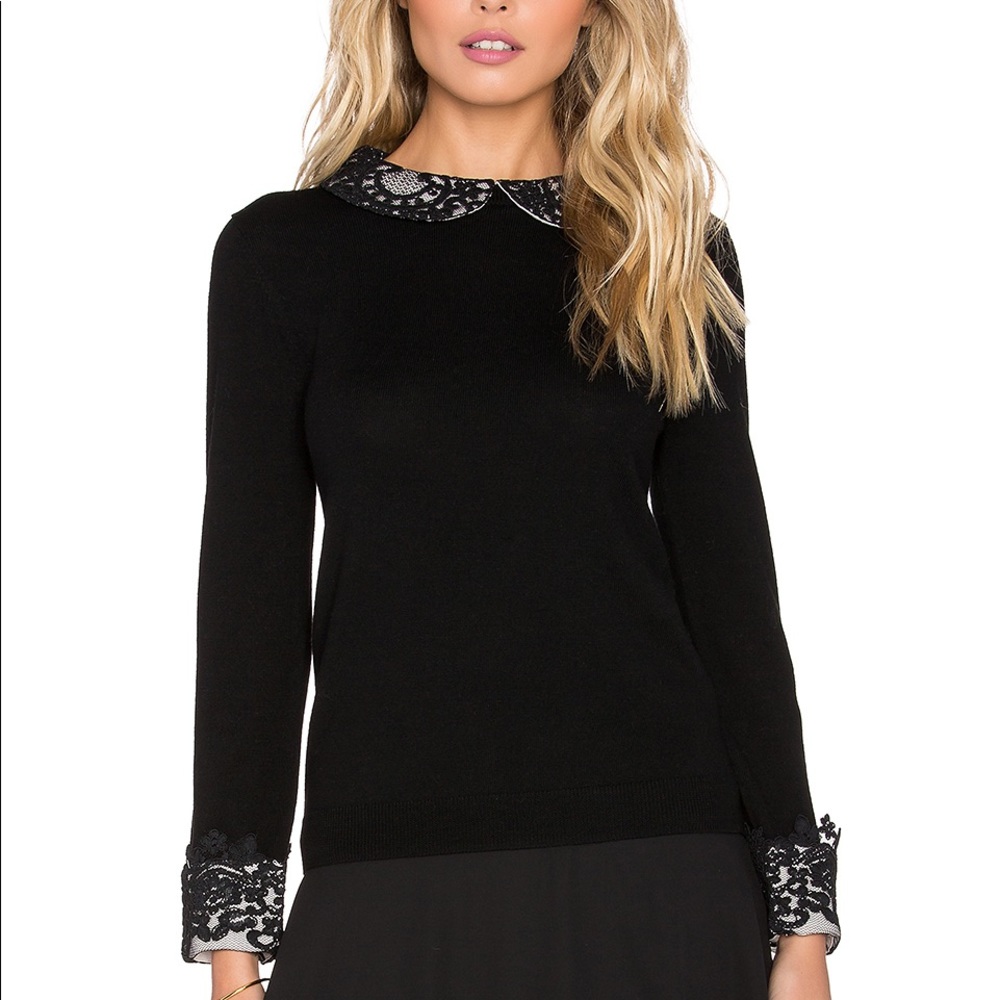 Alice + Olivia Collared Lace Sweater